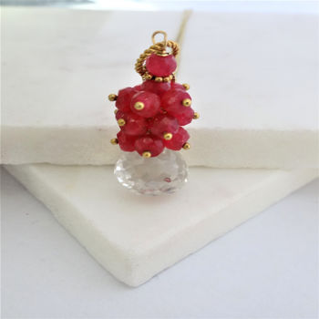 Quartz And Ruby Cluster Necklace, 3 of 5