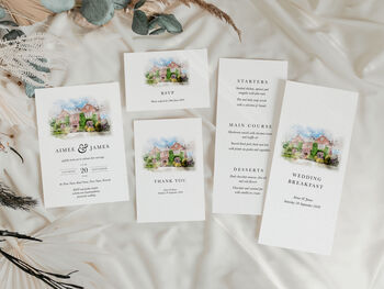 Watercolour Wedding Venue Save The Dates, 4 of 4