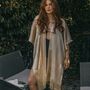 Light Gold Viscose Metallic Kimono Beach Cover Up, thumbnail 1 of 3