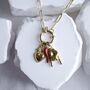 Hand Red Chili Heart Charms Necklace 18 K Gold, thumbnail 1 of 6