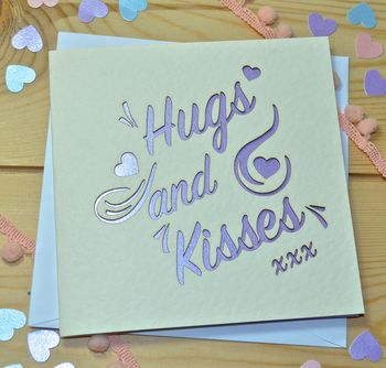 'Hugs And Kisses' Laser Cut Card, 2 of 4