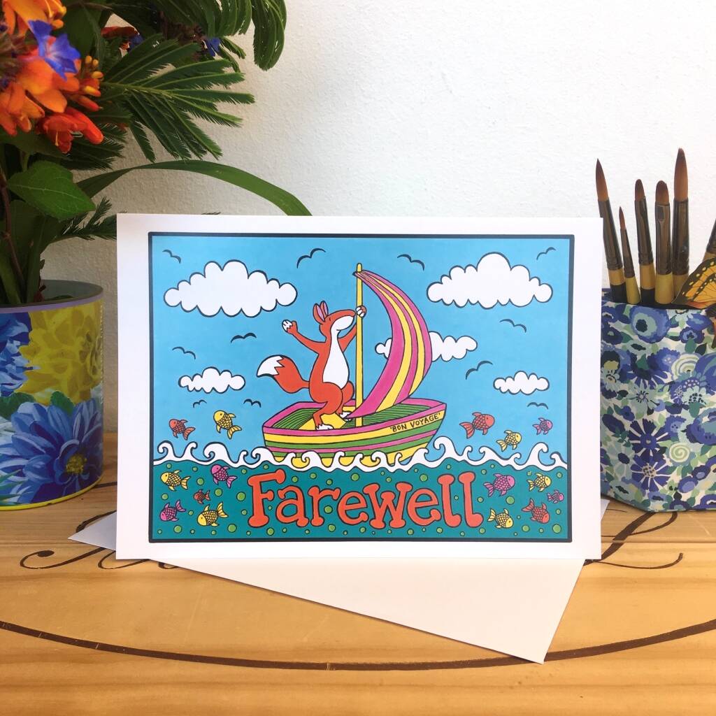 'Farewell' Sea Faring Fox Greetings Card, 1 of 3