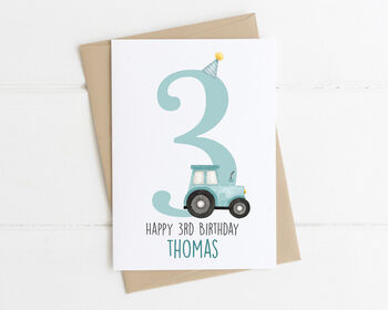 Personalised Children's Birthday Card Tractor, 7 of 8