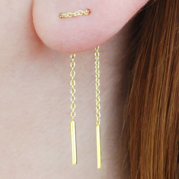 earrings threader gold chain silver sterling jewellery notonthehighstreet jaxon otis