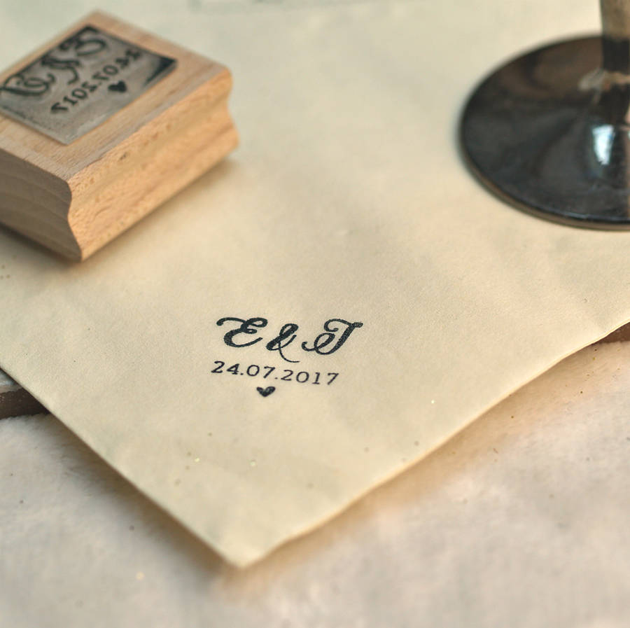 Initials Wedding Favour Rubber Stamp By Pretty Rubber Stamps