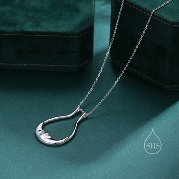 Moon Face Minimalist Necklace In Sterling Silver, 4 of 10