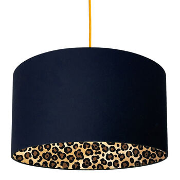 Leopard Print Lampshades In Deep Space Navy, 2 of 10