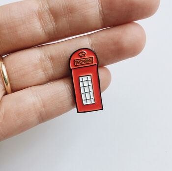 Red Telephone Box Enamel Pin, 2 of 4
