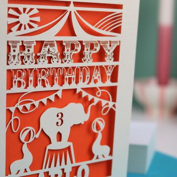 Personalised Papercut Circus Birthday Card, 7 of 9