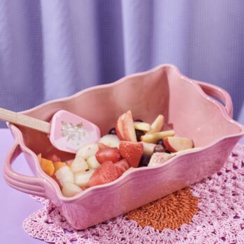 Pink Fluted Stoneware Oven Dish, 4 of 6