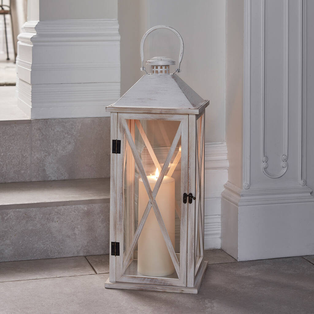 Large Folkestone Wooden Lantern With LED Candle