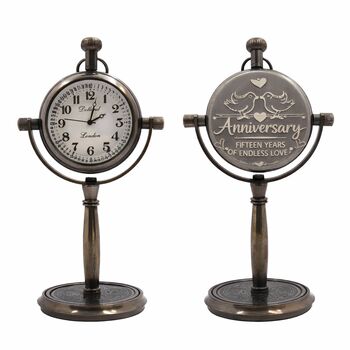Personalised 15th Anniversary Bronze Desk Clock, 3 of 12
