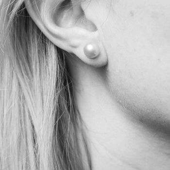 Seville Pink Freshwater Pearl Silver Stud Earrings, 2 of 6