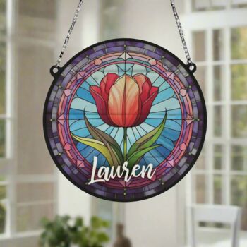 Tulip Personalised Stained Glass Effect Suncatcher, 6 of 7