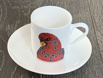Red Lorry Parrot Print Espresso Cup And Saucer, 2 of 3