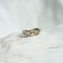 Peridot And Tourmaline Silver Flower Ring, thumbnail 3 of 7