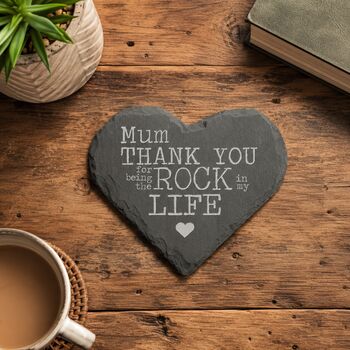 Personalised My Rock Slate Heart Keepsake Coaster, 4 of 4