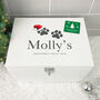 Personalised White Wooden Santa Hat Paws Pet Christmas Eve Box Three Sizes 22cm | 27cm | 30cm, thumbnail 2 of 8