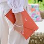 Personalised Monogrammed Luxury Leather Envelope Clutch Bag, thumbnail 1 of 7