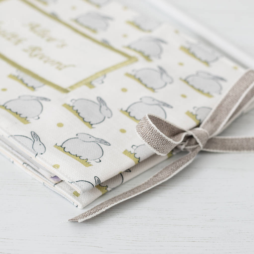 Bunny Linen Personalised Baby Health Record Cover By Elm Tree Studio
