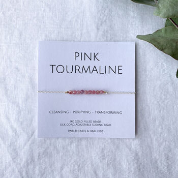 Pink Tourmaline Silk Bracelet October Birthstone, 4 of 6