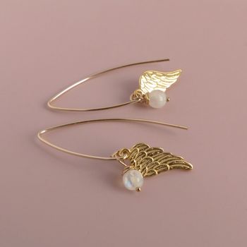 Semi Precious Stone And Angel Wing Earrings, 5 of 5