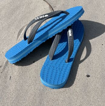 Brilliant Blue Natural Rubber Flip Flops, 3 of 10