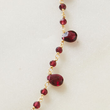 Garnet Beaded Gold Plated Silver Short Chain Necklace, 3 of 11
