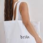 White Embroidered Bride Tote Bag, thumbnail 4 of 5