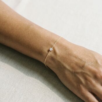 Dainty Solitaire Diamond Bracelet Gold, 7 of 9