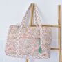 Block Printed Peach Floral Quilted Bag, thumbnail 1 of 6