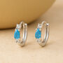 Sterling Silver Turquoise Huggie Hoop Earrings, thumbnail 1 of 5
