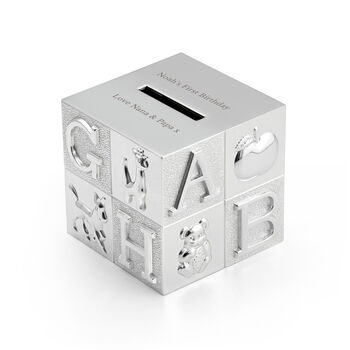 Personalised Silver Plated Alphabet Money Box, 4 of 5