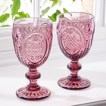 Set Of Four Amethyst Baroque Wine Goblets, 3 of 8