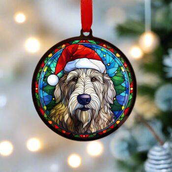 Irish Wolfhound In Santa Hat Suncatcher Decoration, 4 of 6