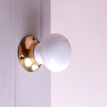 G Decor The Brassworks Edit Porcelain White Set Of Handcrafted Ceramic Mortice Door Handles, Internal Turning Knobs For Room Doors, 3 of 5