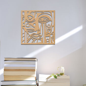 Abstract Cubist Face Wooden Wall Art Geometric Portrait, 5 of 8