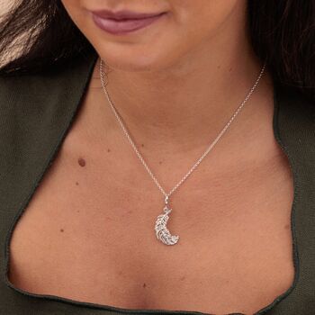Large Sterling Silver Feather Charm Necklace, 4 of 5