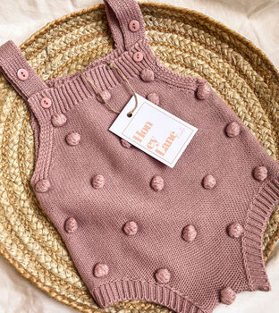 Baby Bobble Knitted Romper In Three Colours, 5 of 7