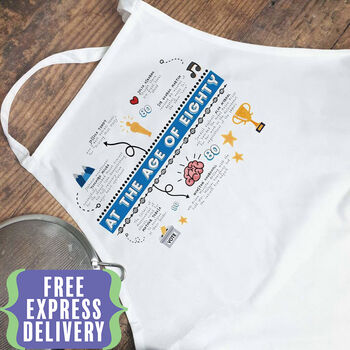 Personalised 80th Birthday White Apron, 3 of 11