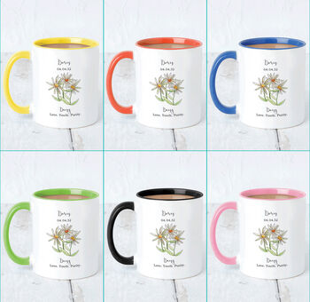 Birth Flower Personalised Water Colour Mug, 2 of 12