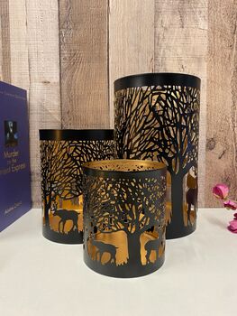 Stag Pillar Candle Holder 20cm Black And Gold Metal Gift, 2 of 11