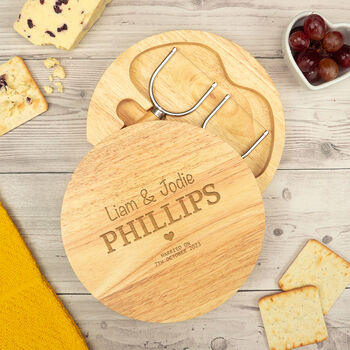 Personalised Couples Wedding Cheese Board Set, 5 of 7