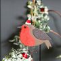 Robin In Santa Hat Christmas Tree Decoration, thumbnail 1 of 2