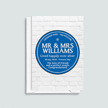 Personalised Blue Plaque Wedding Card, 3 of 3