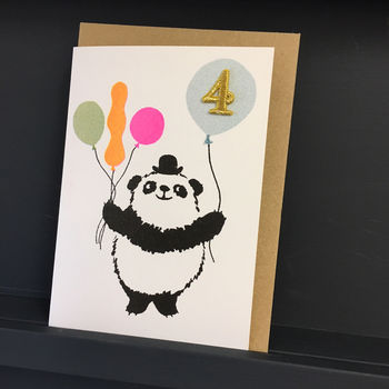 Handmade Panda 4th Birthday Card, 2 of 4