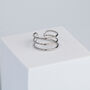 Sterling Silver Simple Triple Band Adjustable Ring, thumbnail 1 of 6