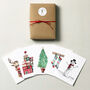 Set Of Five Hand Painted Christmas Cards, thumbnail 1 of 12