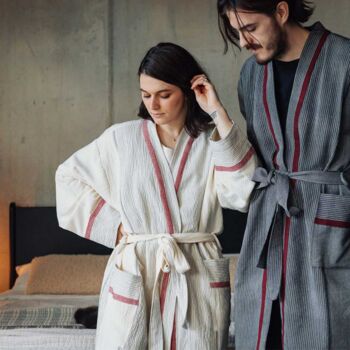 Mete Hand Loomed Cotton Dressing Gown, 5 of 5