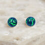 Mini Sterling Silver Peacock Opal Ball Stud Earrings, thumbnail 2 of 7